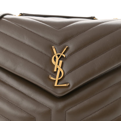 Saint Laurent Calfskin Y Quilted Monogram Medium Loulou Chain Satchel Soil Brown 9 of 12