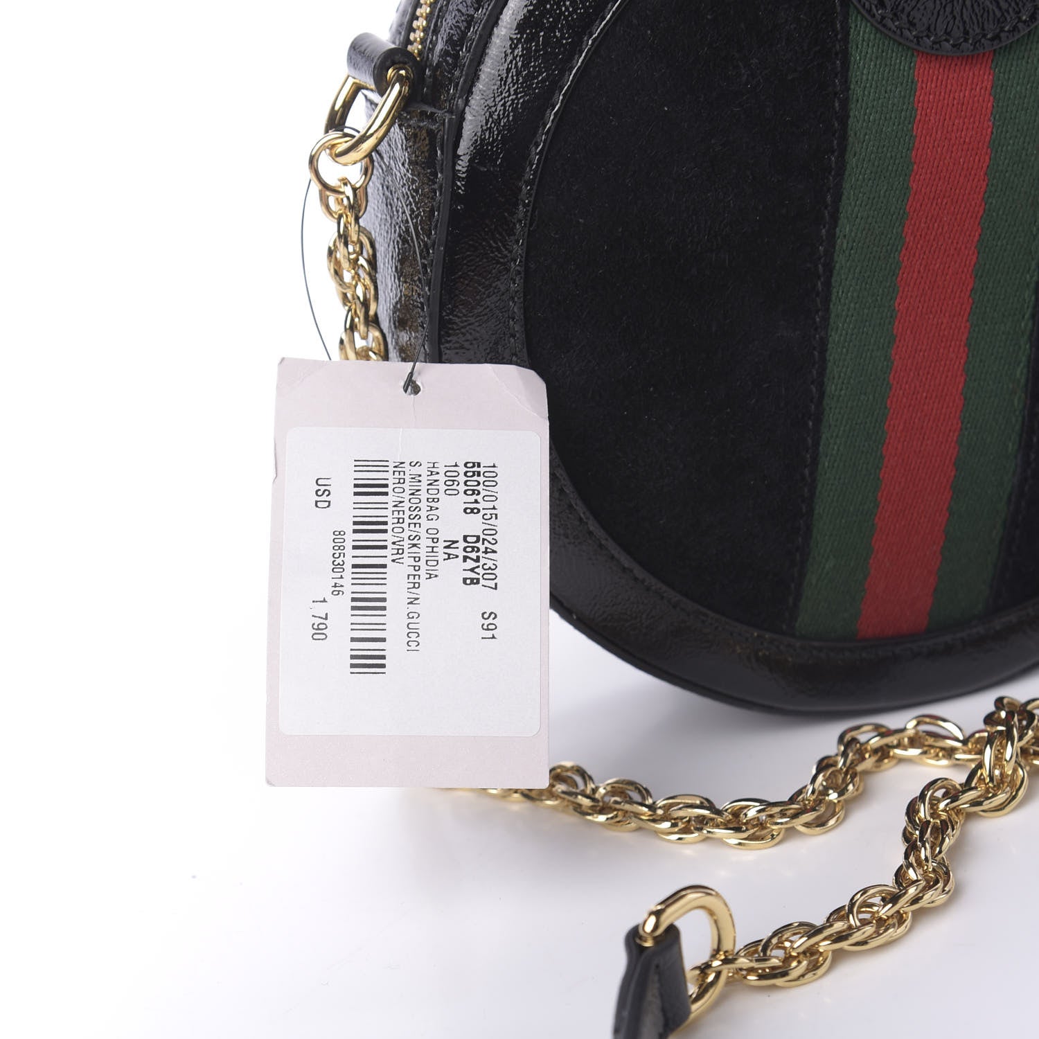 Gucci Suede Patent Web Mini Ophidia Round Shoulder Bag Black 11 of 11