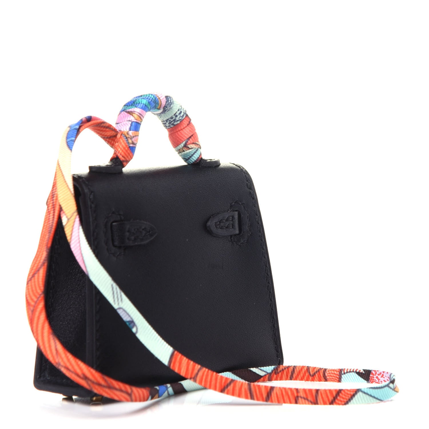 Hermes Tadelakt Mini Kelly Twilly Bag Charm Black 3 of 8