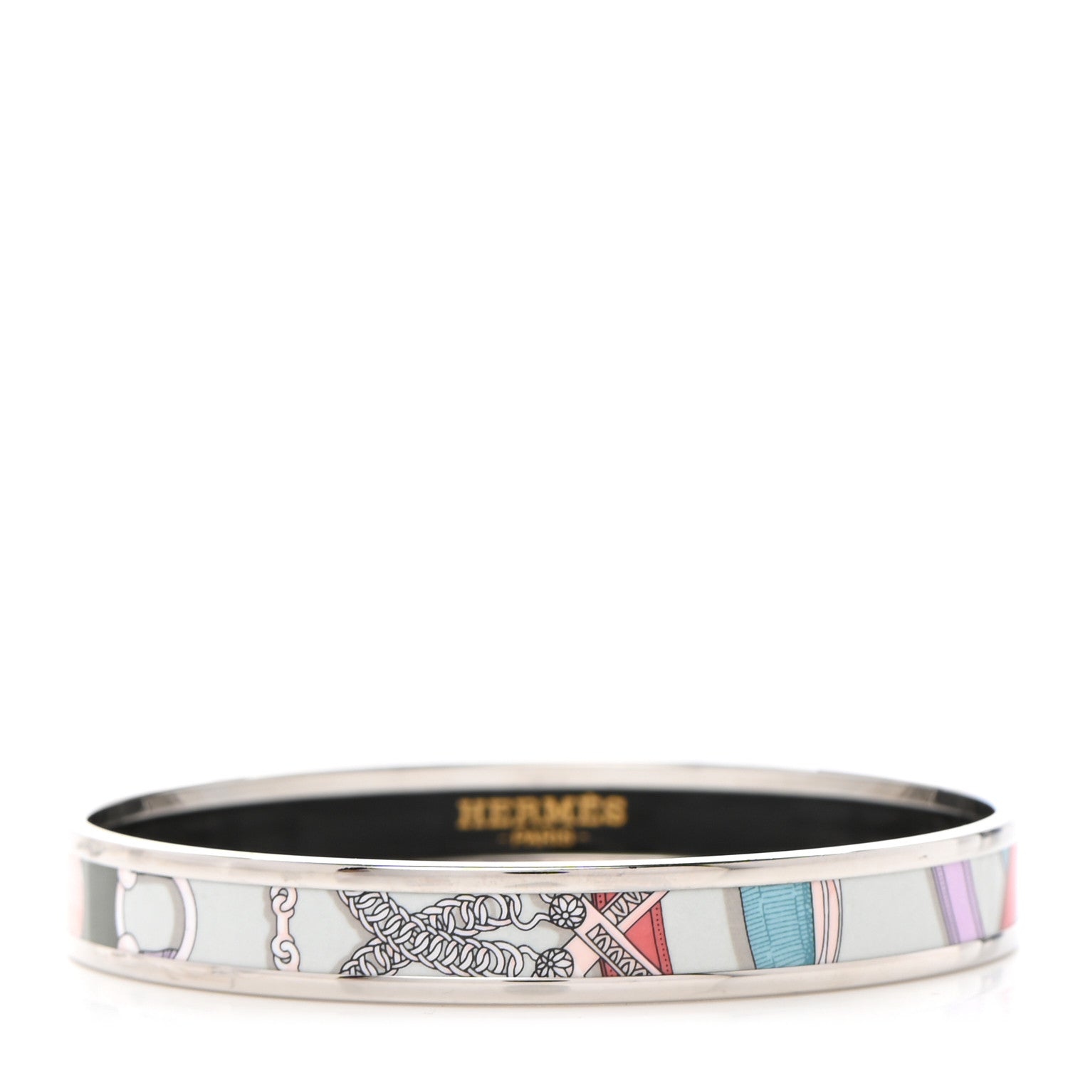 Hermes Enamel Printed Narrow Cavald'Or Bracelet 65 Romantique 1 of 5