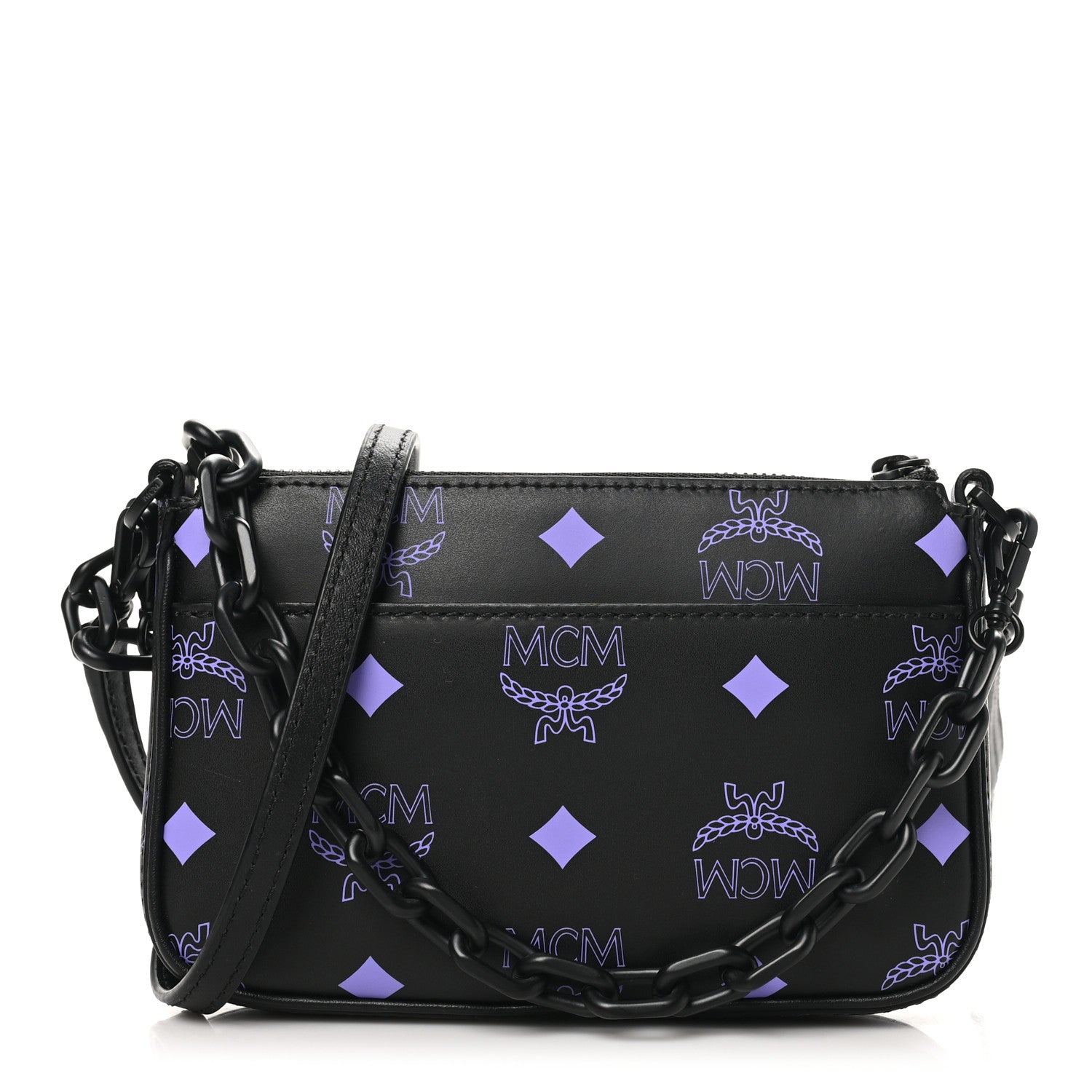 MCM Calfskin Visetos Color Splash Logo Pouch On Chain Mini Dahlia Purple 1 of 9