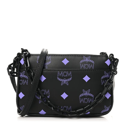 MCM Calfskin Visetos Color Splash Logo Pouch On Chain Mini Dahlia Purple 1 of 9