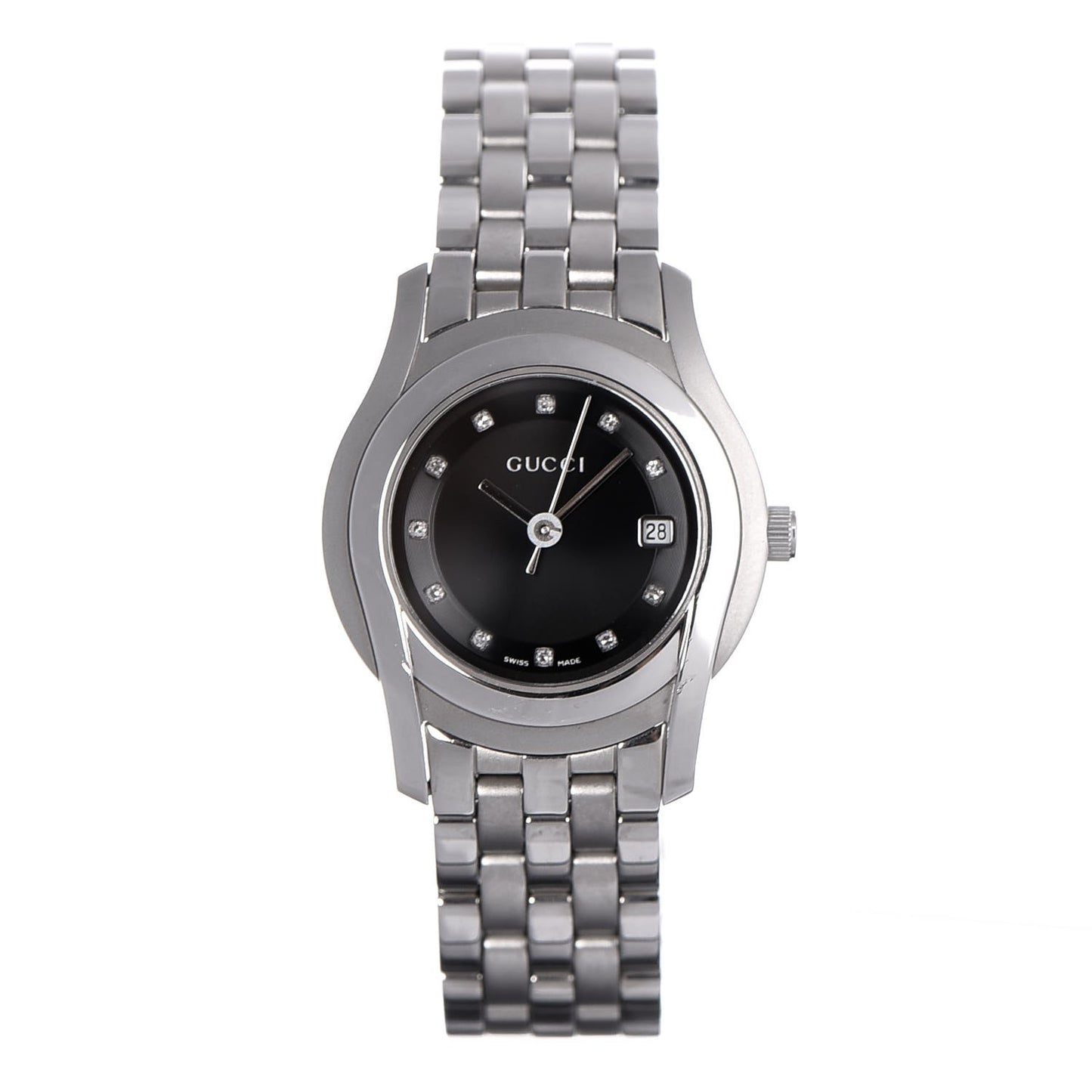 Stainless Steel Diamond 27mm 5500L Quartz Watch Black