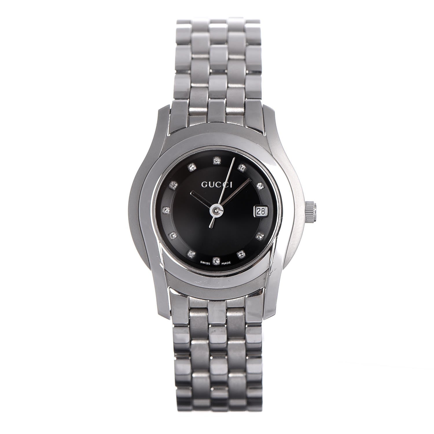 Gucci Stainless Steel Diamond 27mm 5500L Quartz Watch Black 1 of 6