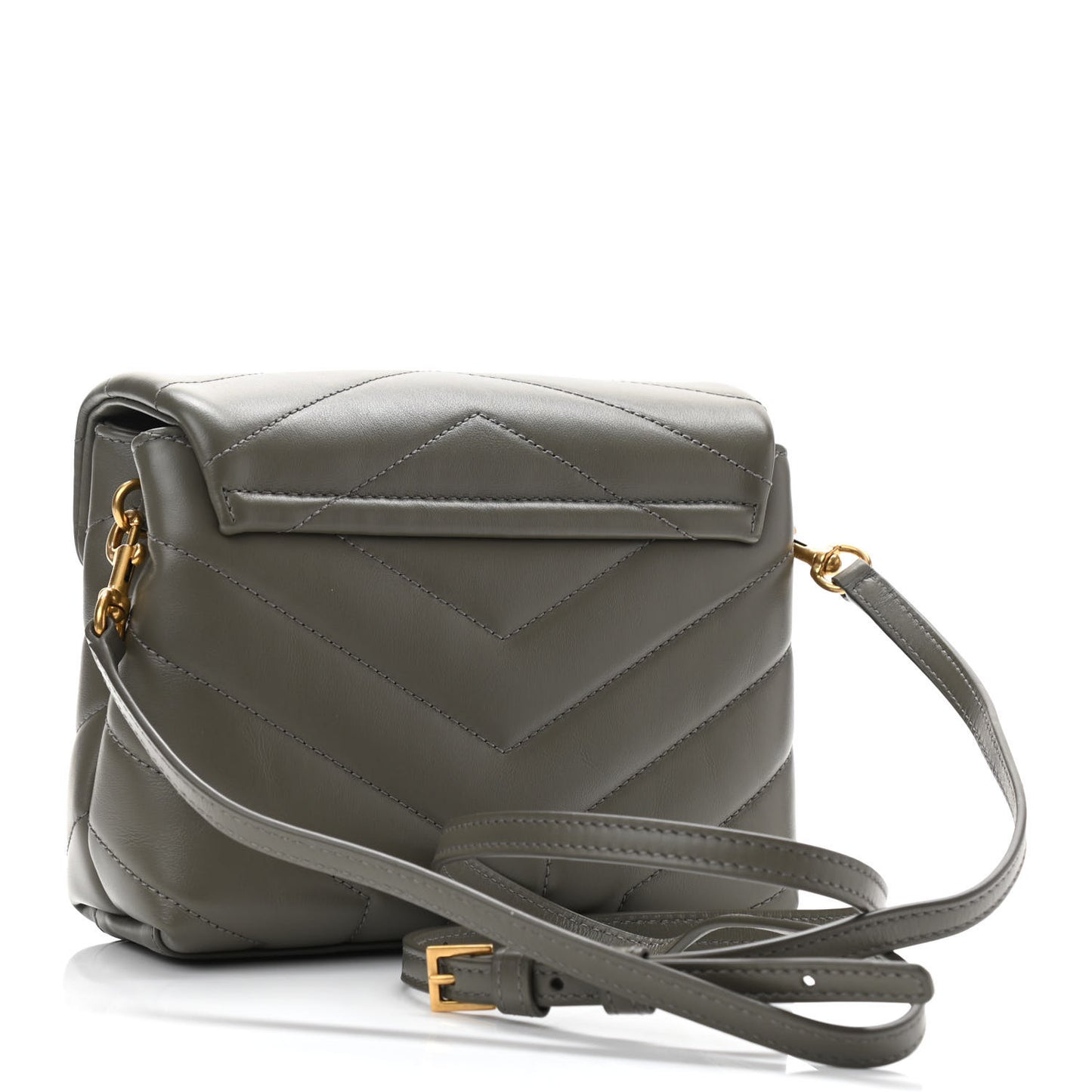 Calfskin Y Quilted Monogram Toy Loulou Crossbody Bag Grey Kaki