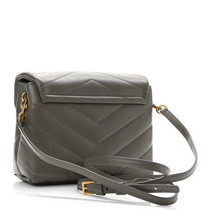 Saint Laurent Calfskin Y Quilted Monogram Toy Loulou Crossbody Bag Grey Kaki 3 of 11
