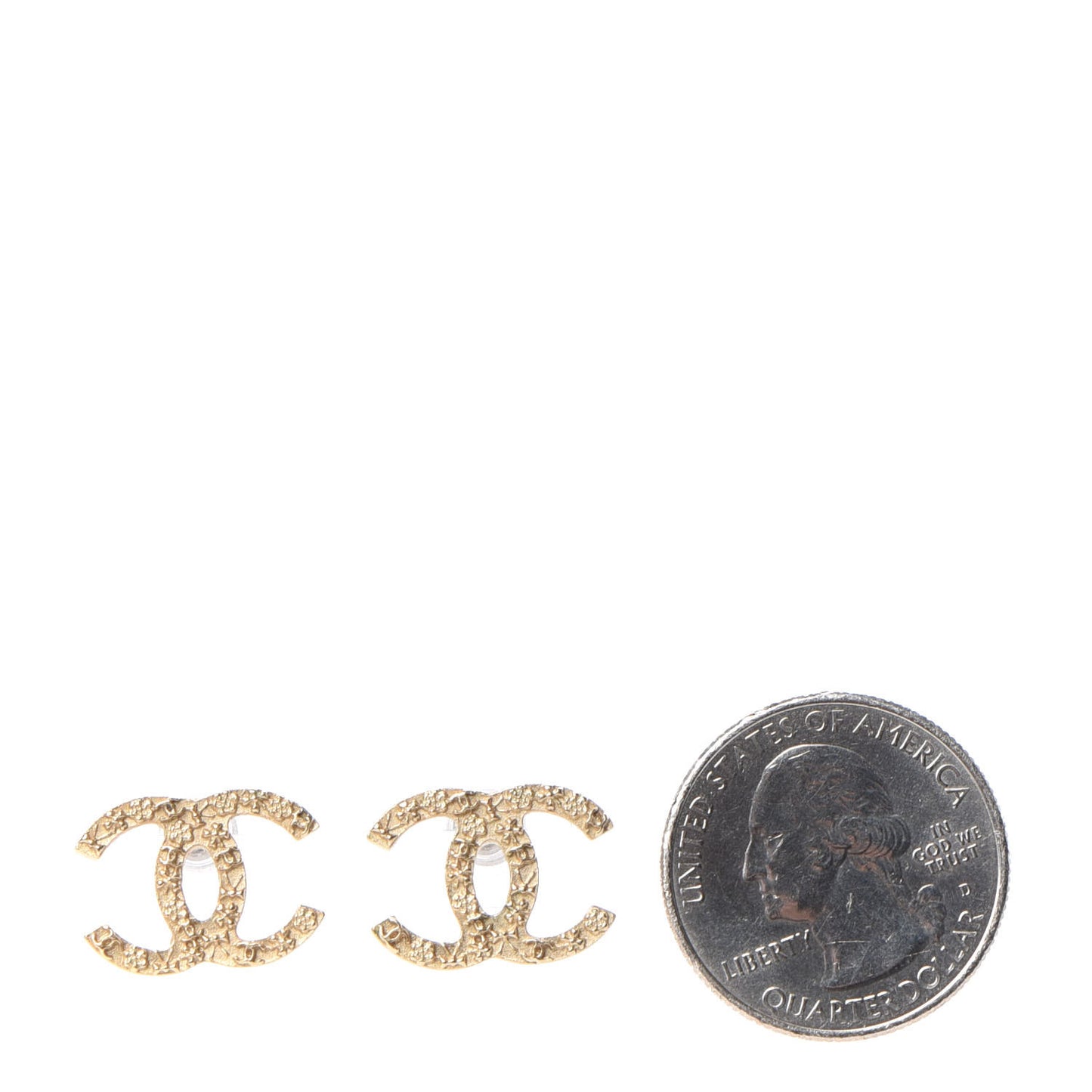 Metal Textured CC Earrings Gold