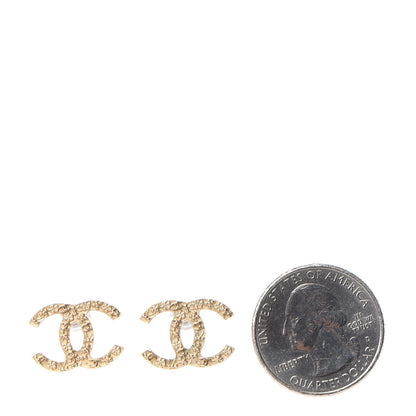 Chanel Metal Textured CC Earrings Gold 2 of 4