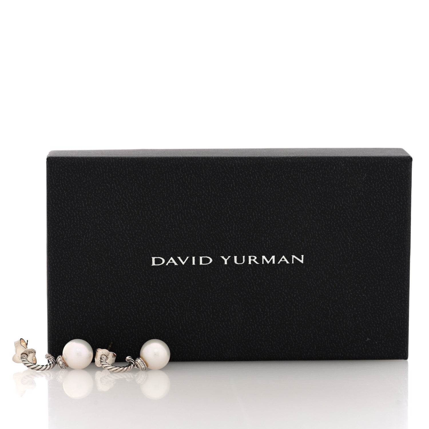 David Yurman Sterling Silver Diamond Cultured Pearl 10mm Solari Drop Earrings 5 of 5