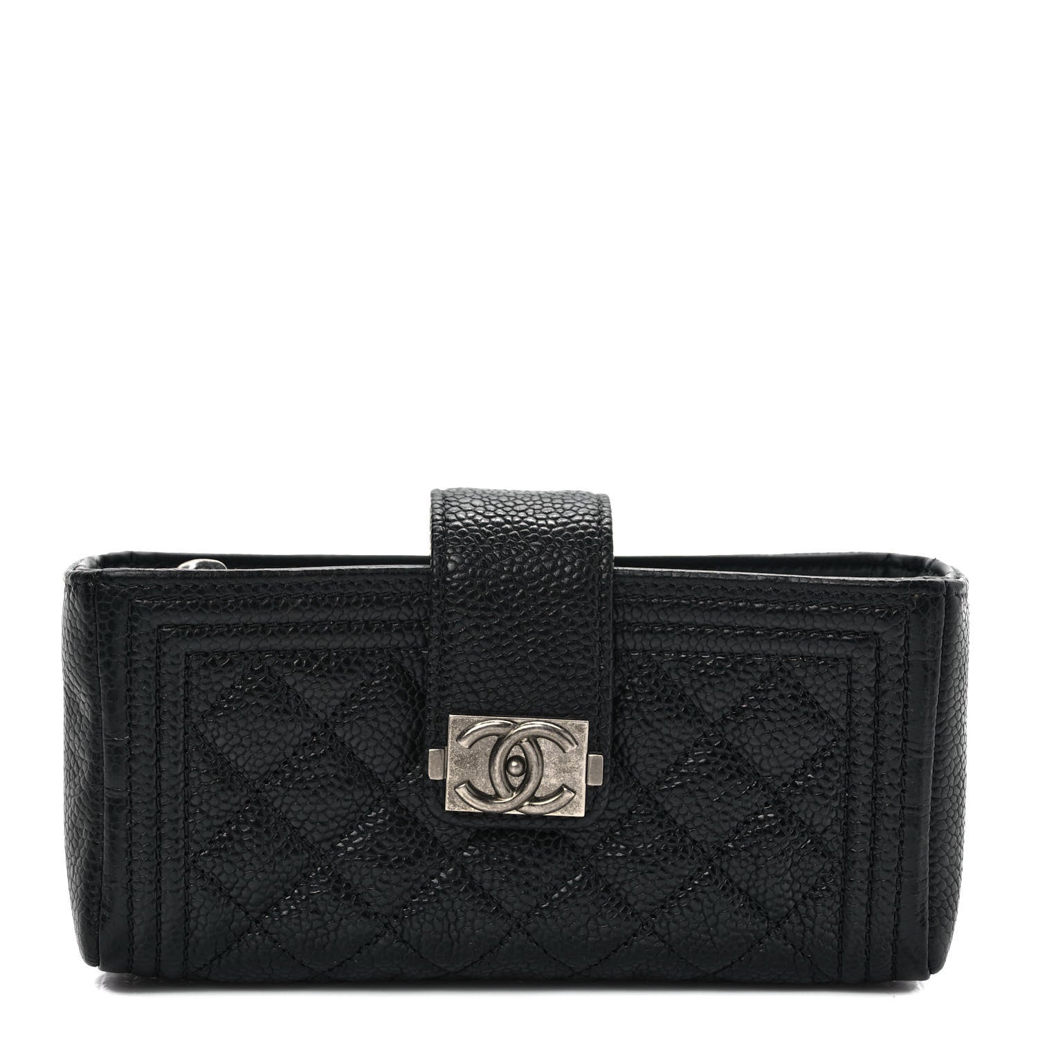 Chanel Caviar Quilted Mini Boy Phone Holder Clutch Black 1 of 7