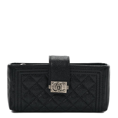 Chanel Caviar Quilted Mini Boy Phone Holder Clutch Black 1 of 7