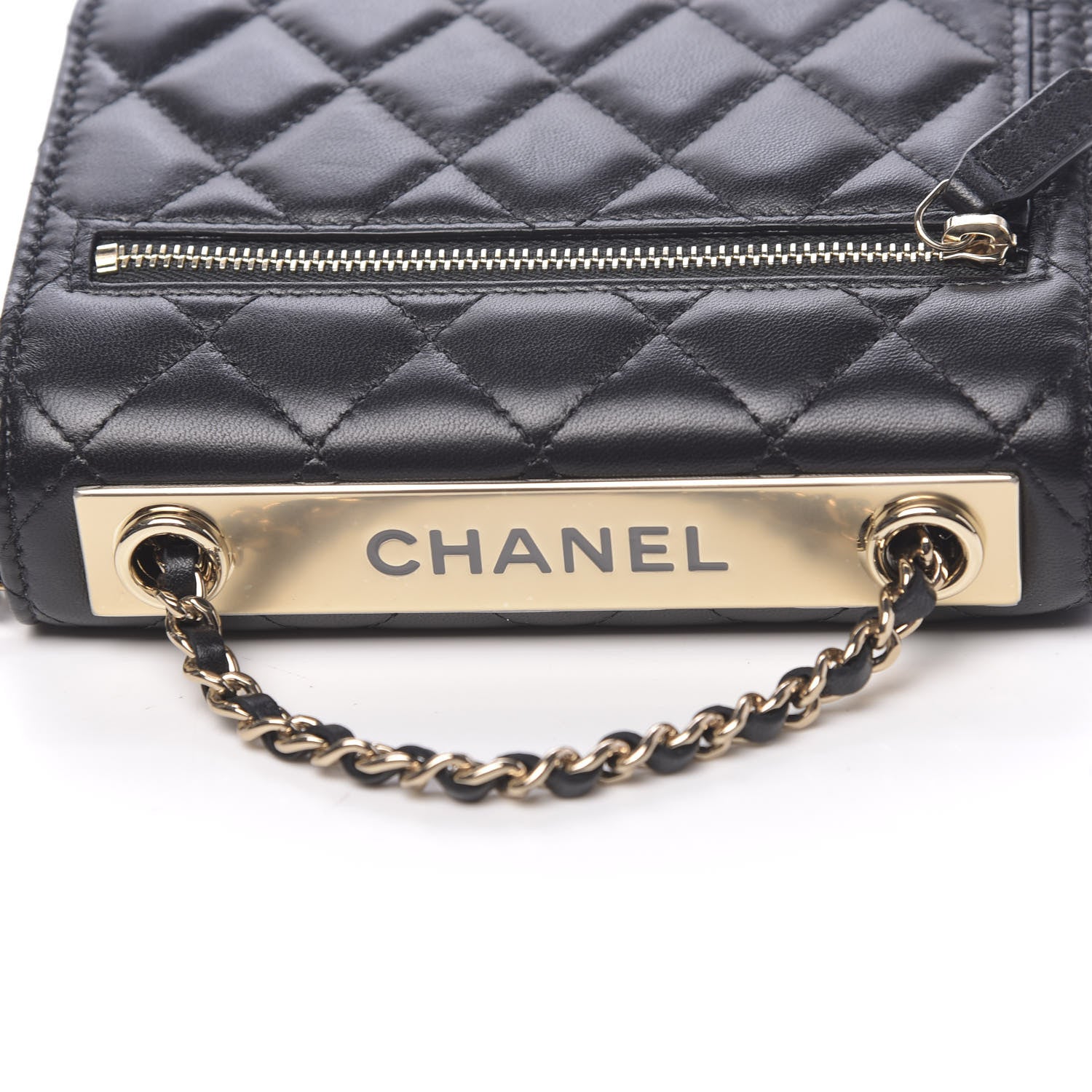 Chanel Lambskin Quilted Mini Trendy CC Wallet On Chain WOC Black 10 of 13
