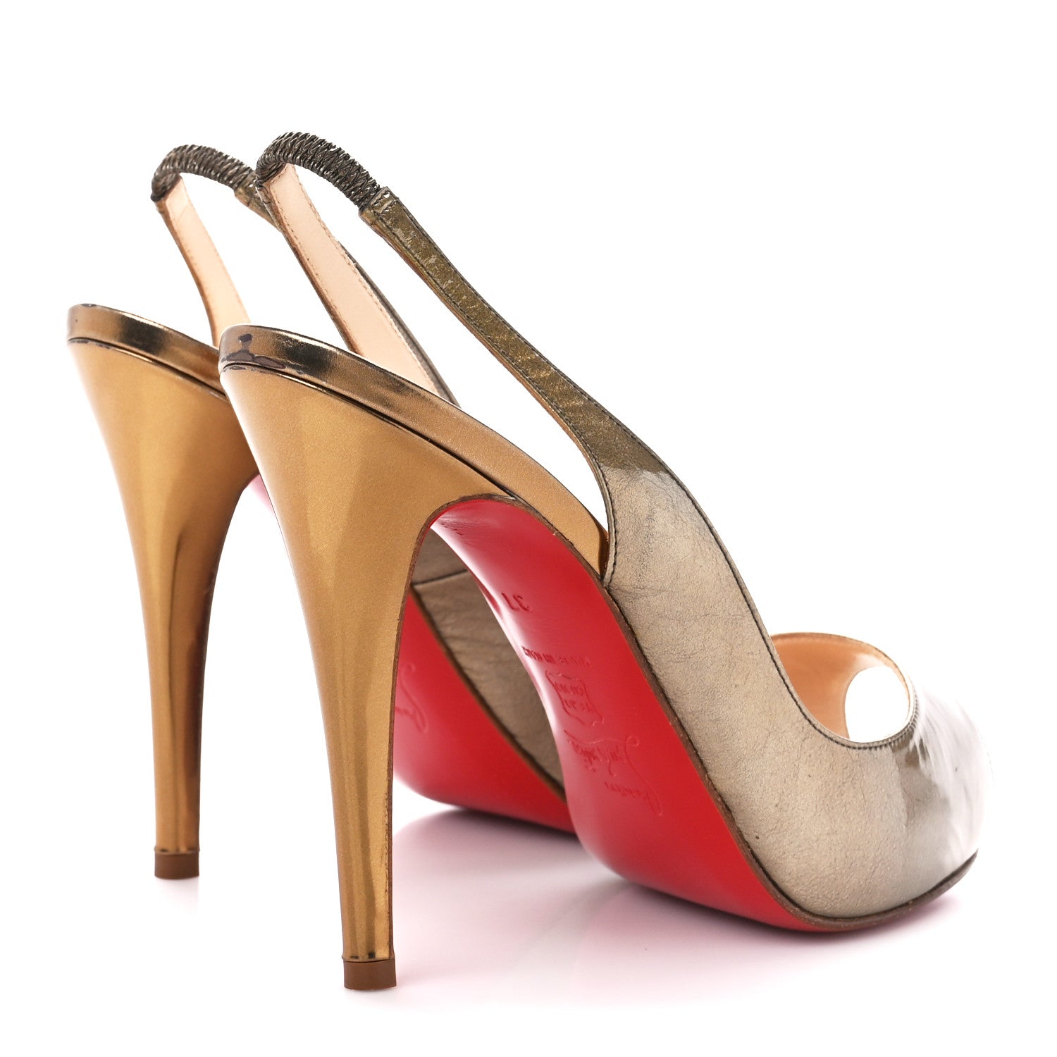 Christian Louboutin Metallic Patent Private Number 120 Pumps 37 Mirror Bronze 4 of 13
