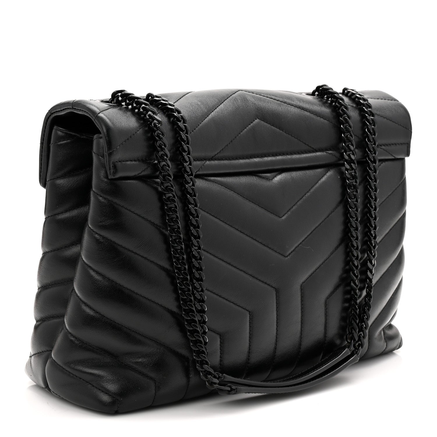 Saint Laurent Calfskin Y Quilted Monogram Monochrome Medium Loulou Chain Satchel Black 3 of 10