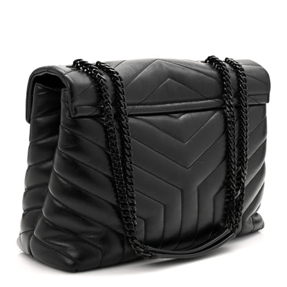 Saint Laurent Calfskin Y Quilted Monogram Monochrome Medium Loulou Chain Satchel Black 3 of 10
