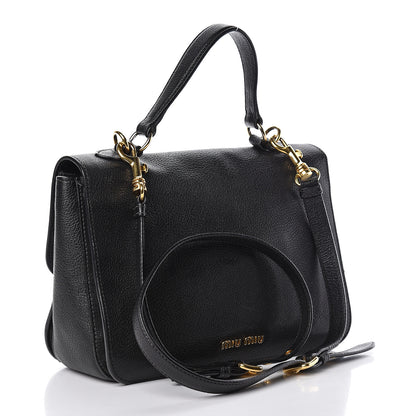 Miu Miu Goatskin Madras Shoulder Bag Black 3 of 24