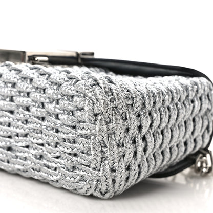 Tom Ford Calfskin Woven Satin Medium 001 Chain Shoulder Bag Silver 8 of 9