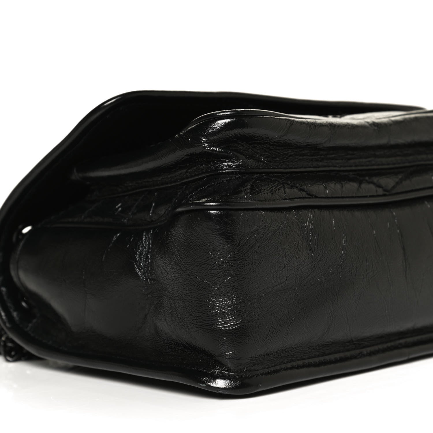 Saint Laurent Crinkled Calfskin Matelasse Monogram Baby Niki Chain Satchel Black 11 of 16