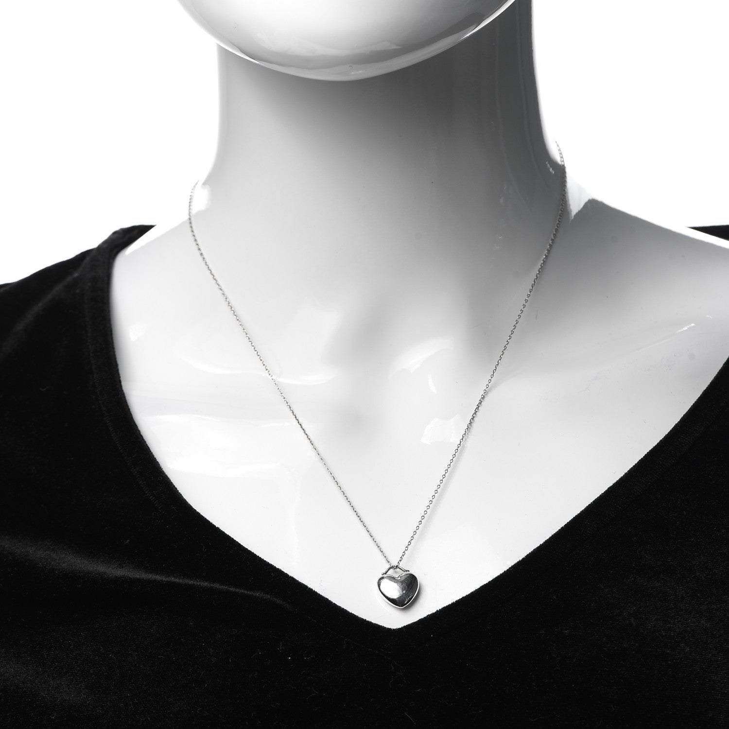 Tiffany Sterling Silver Puffed Heart Pendant Necklace 2 of 6