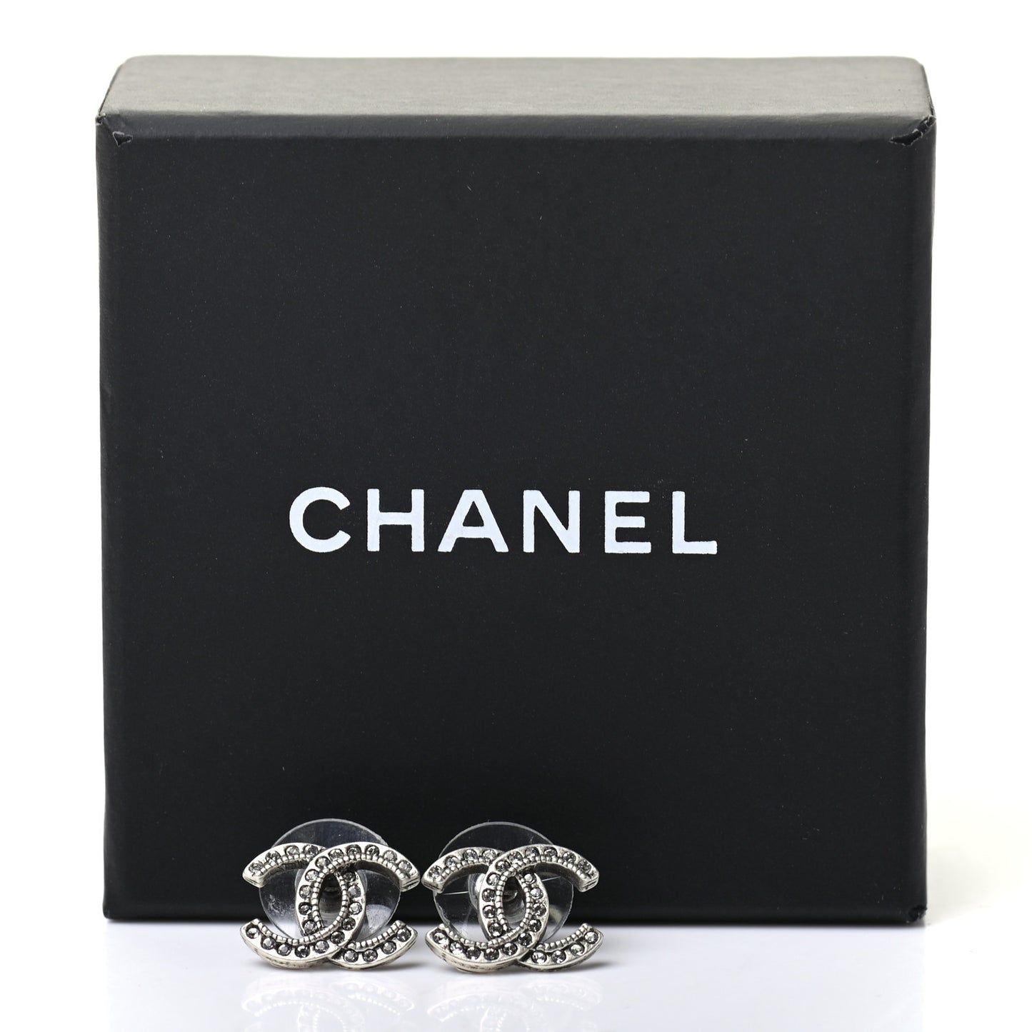 Crystal Royal Flush CC Stud Earrings Silver