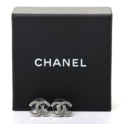 Chanel Crystal Royal Flush CC Stud Earrings Silver 5 of 5