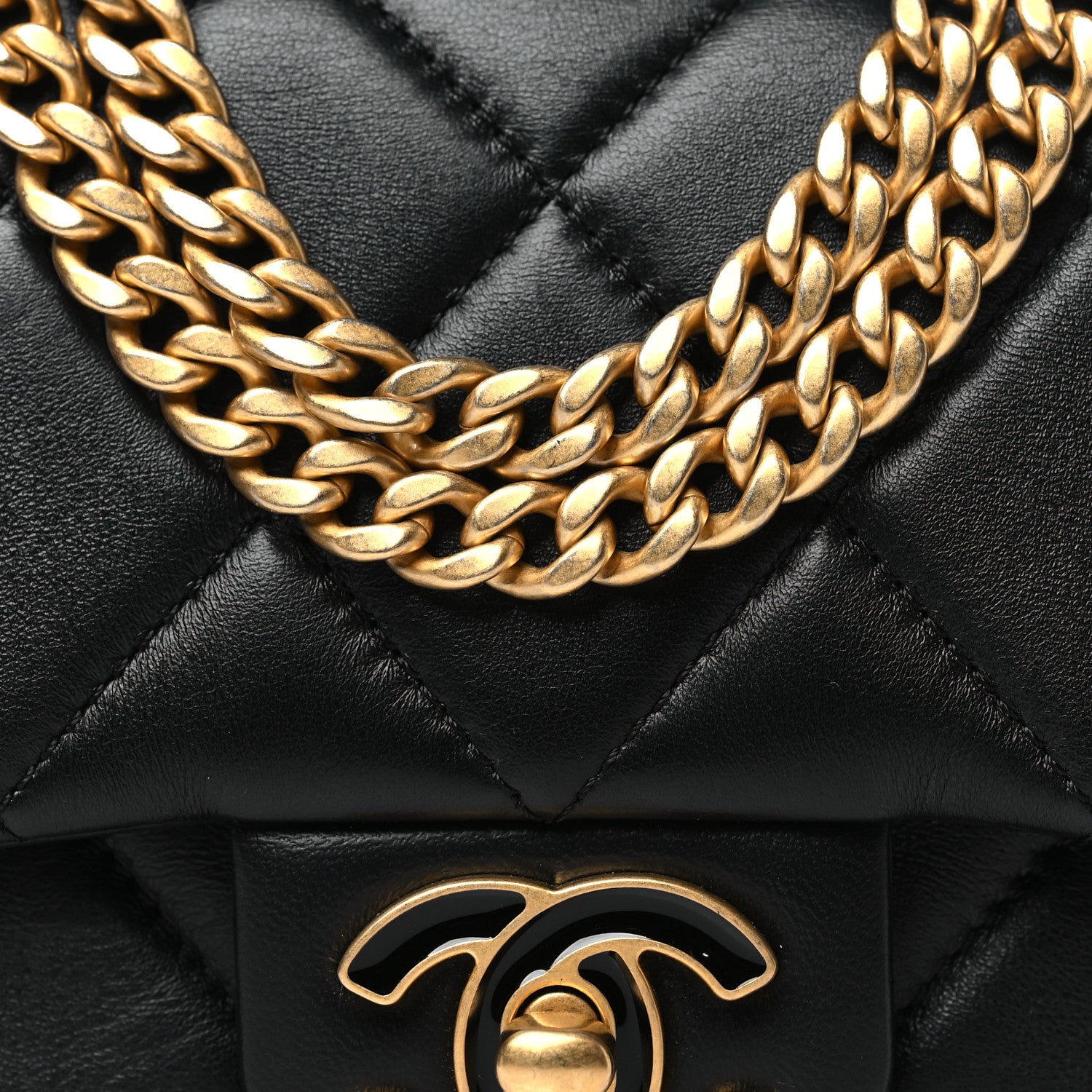 Chanel Lambskin Enamel Quilted Mini Pending CC Square Flap Black 8 of 10