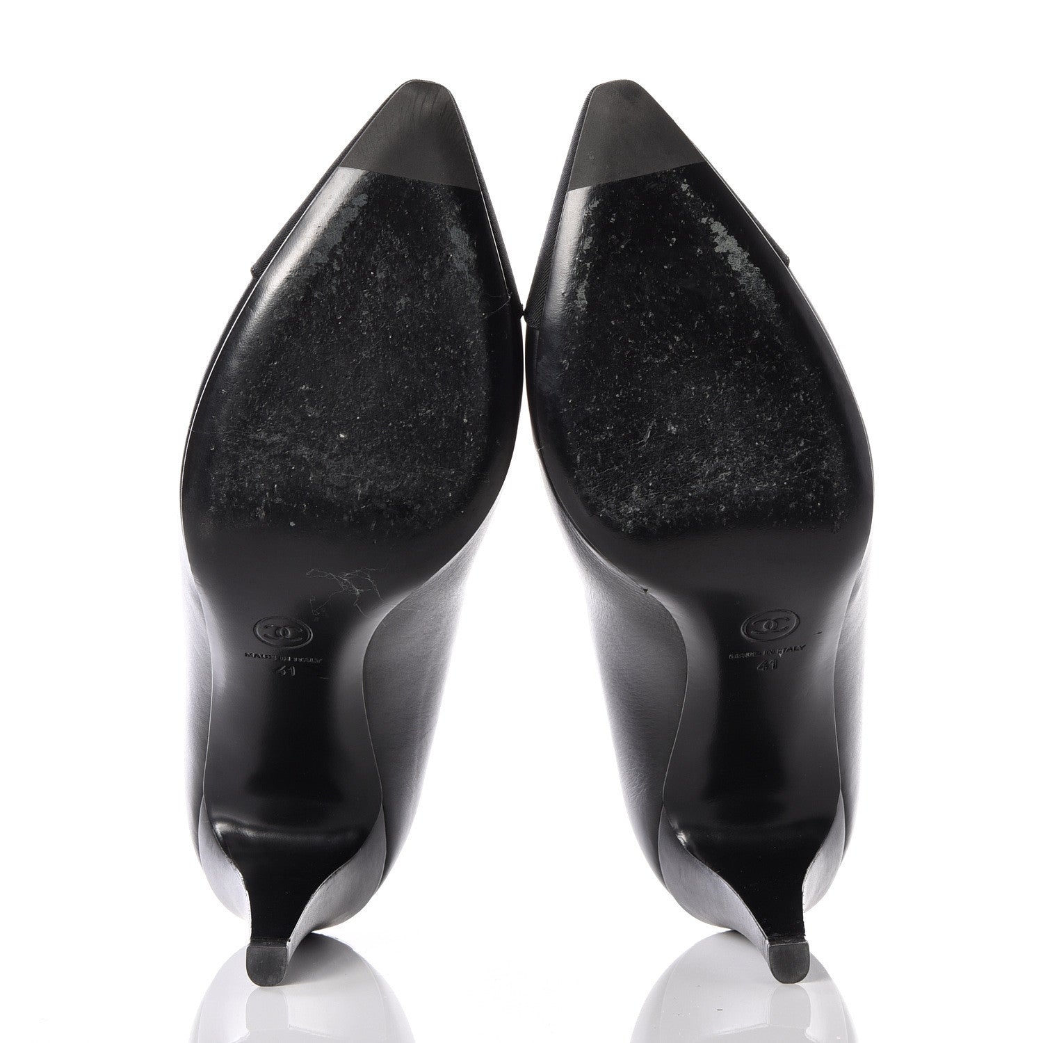 Chanel Iridescent Calfskin Grosgrain Cap Toe Pumps 41 Black 6 of 11