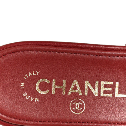 Chanel Lambskin CC Thong Sandals 38 Burgundy 7 of 9