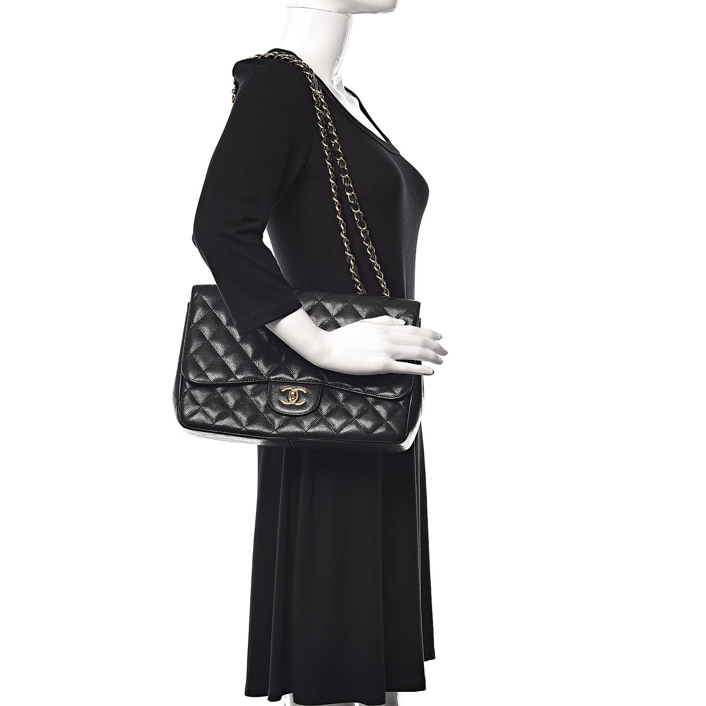 Caviar Quilted Jumbo Single Flap Black