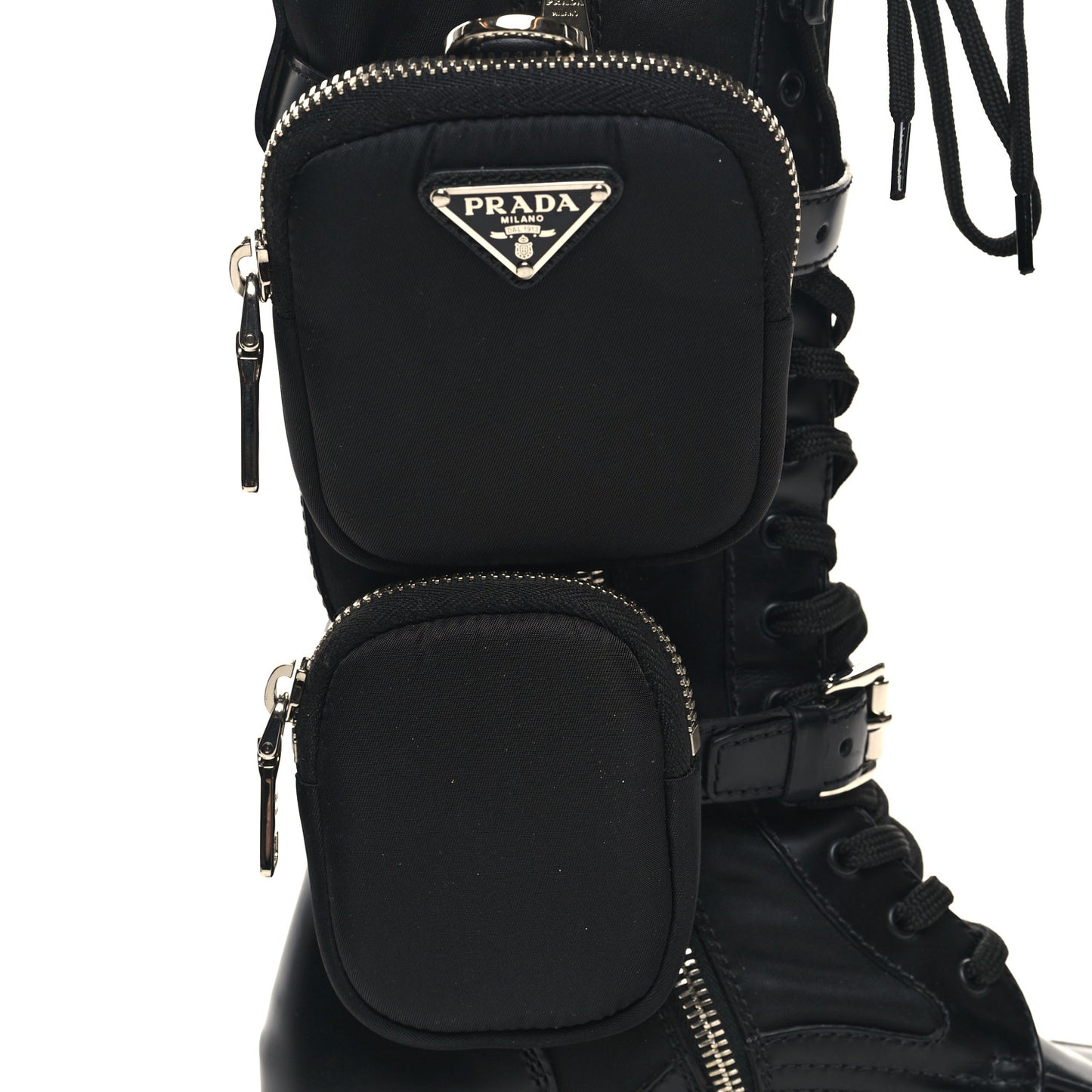 Spazzolato Rois Re-Nylon Metal Triangle Logo Monolith Pouch Pocket 55mm Tall Combat Boots 36 Black