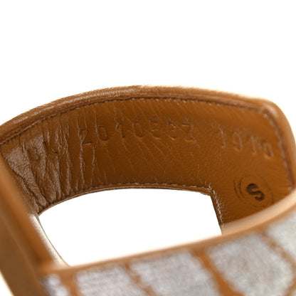 Hermes Embroidered Calfskin Oran Sandals 37 Naturel Gris Argente 8 of 8