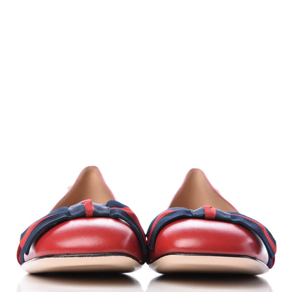 Gucci Malaga Kid Web Bow Ballerina Flats 38.5 Hibiscus Red 2 of 9