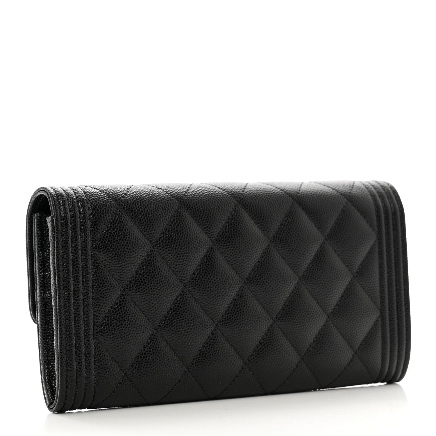 Chanel Caviar Quilted Large Boy Gusset Flap Wallet Black 3 of 9