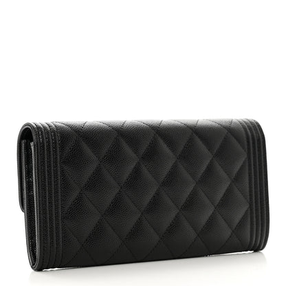 Chanel Caviar Quilted Large Boy Gusset Flap Wallet Black 3 of 9