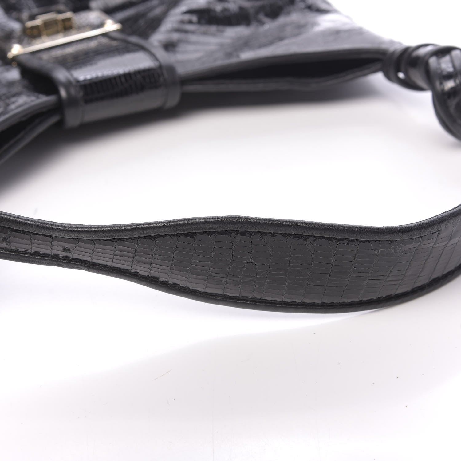 Jimmy Choo Snake Calfskin Embossed Rahmyn Hobo Bag Black 9 of 14