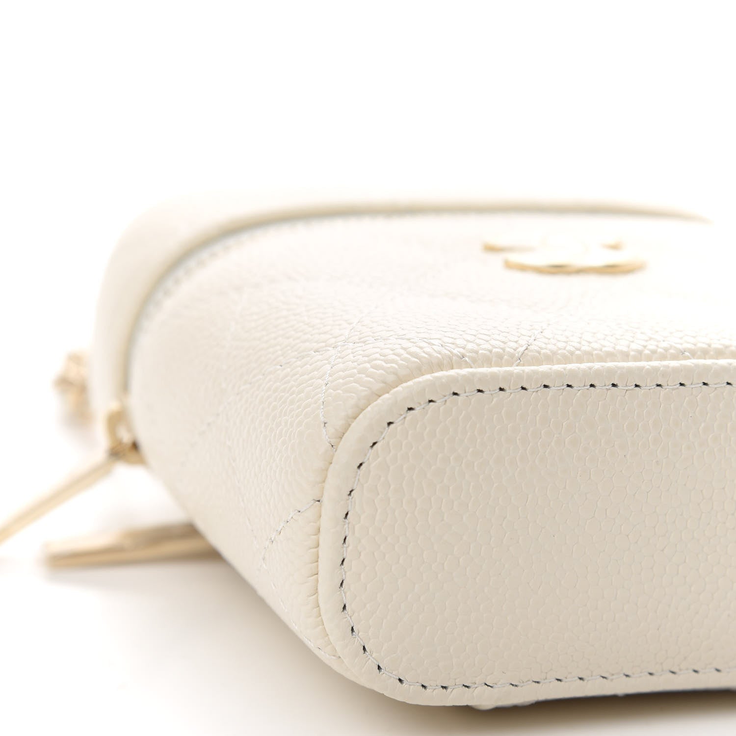 Chanel Caviar Quilted Small Handle With Care Vanity Case With Chain White 8 of 9
