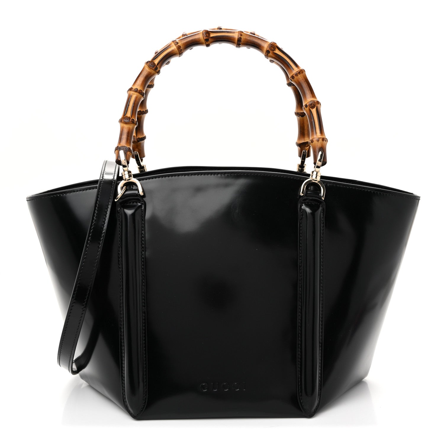 Gucci Spice Lux Nappa Bamboo Basket Bag Black 1 of 10
