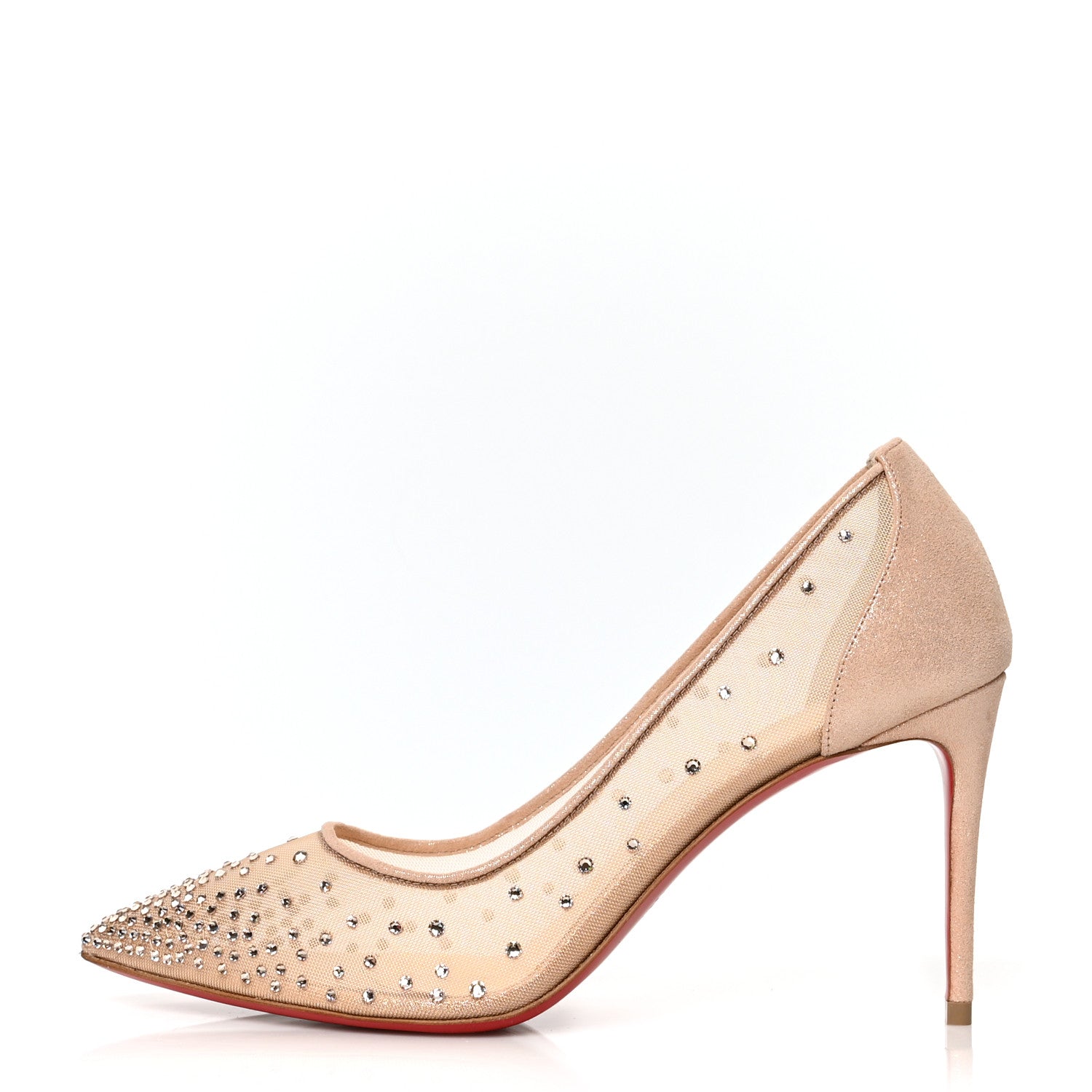 Christian Louboutin Suede Lame Crystal Strass Follies 85 Pumps 37.5 Light Silk 1 of 7