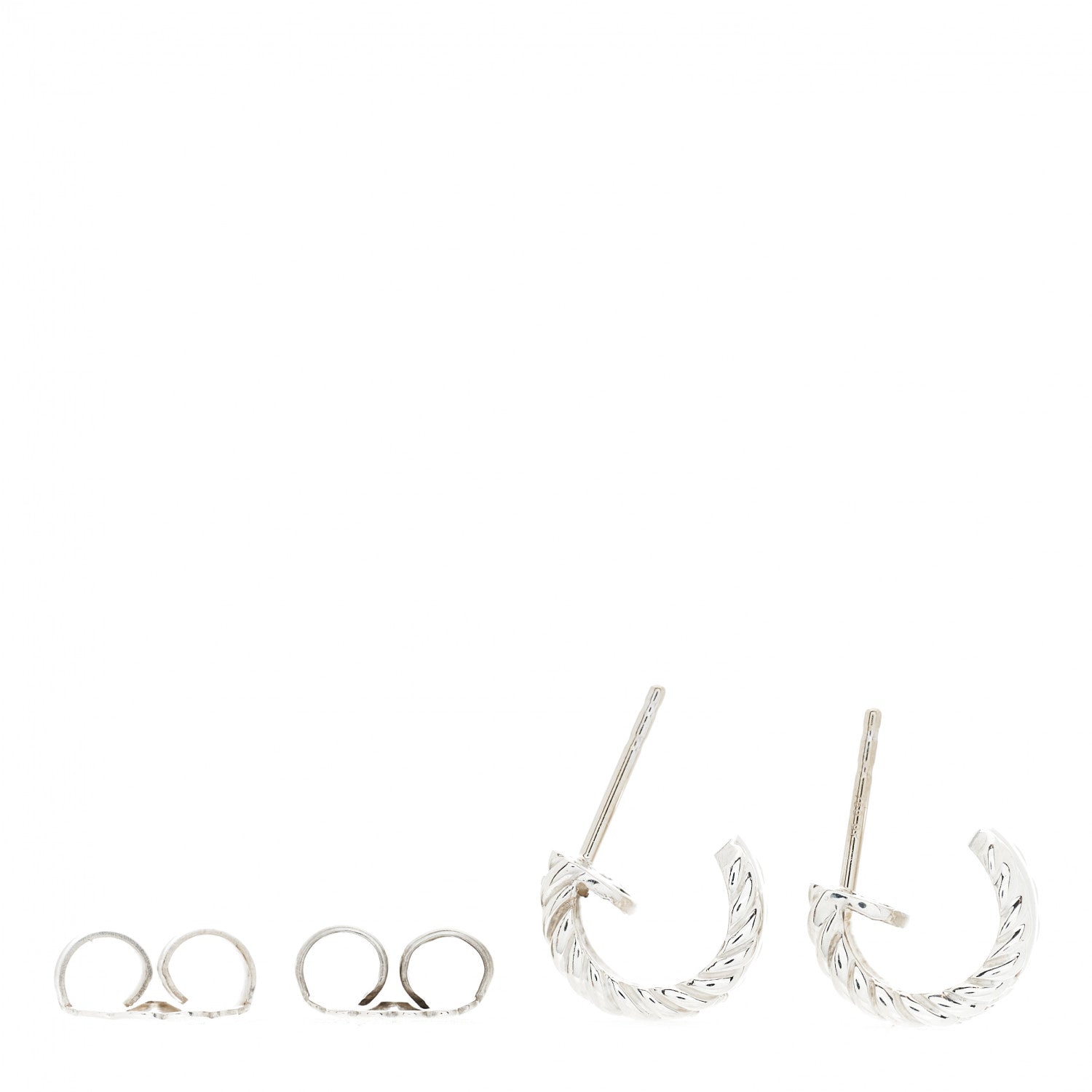 David Yurman Sterling Silver Diamond 12mm Cable Hoop Earrings 3 of 4