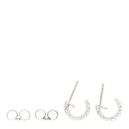 David Yurman Sterling Silver Diamond 12mm Cable Hoop Earrings 3 of 4