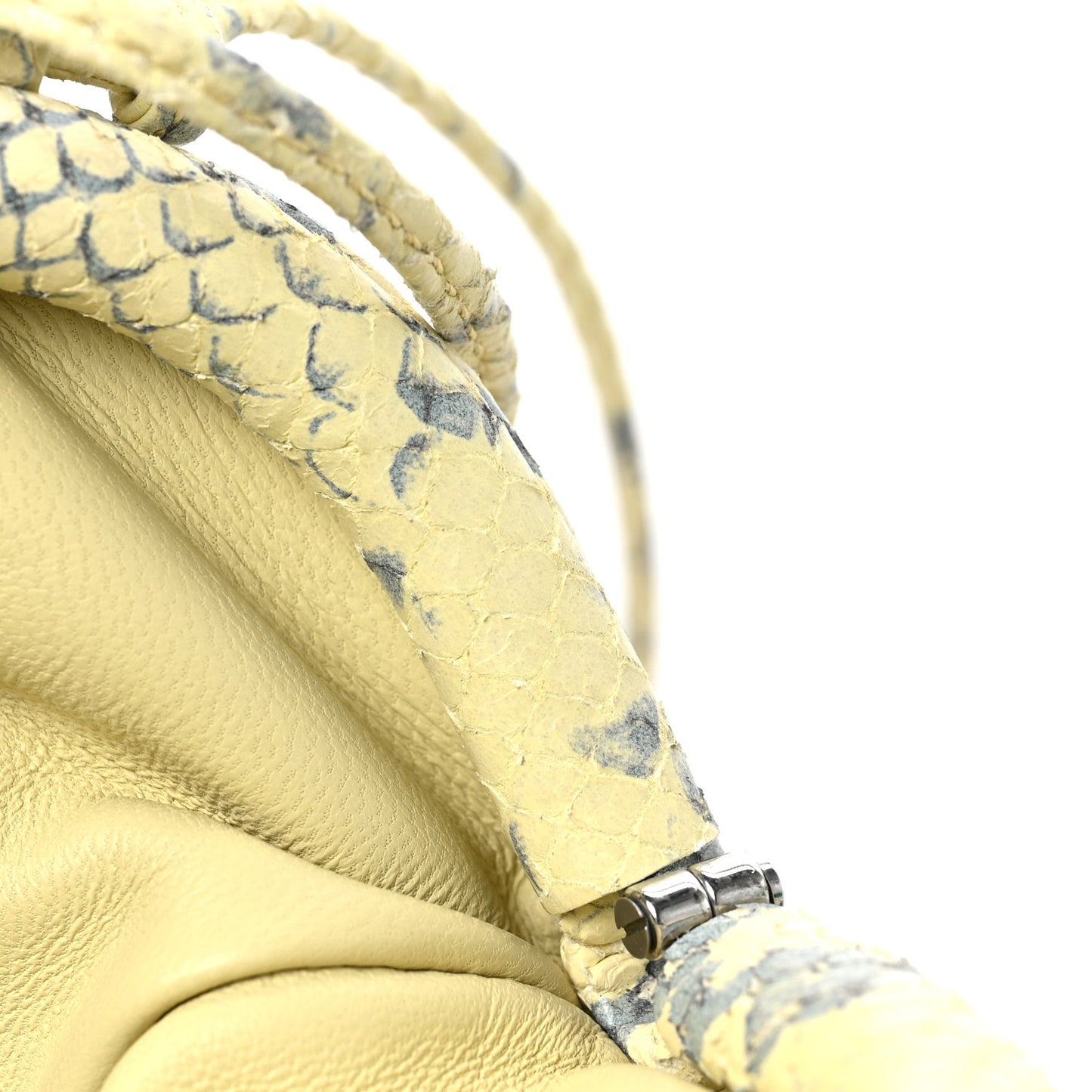 Goatskin Python Embossed The Mini Pouch Kiwi Black Silver