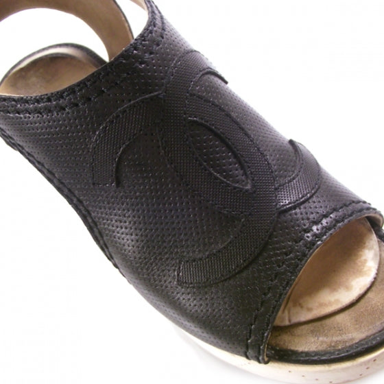 Chanel Leather Perforated Clogs 37.5 6 of 8