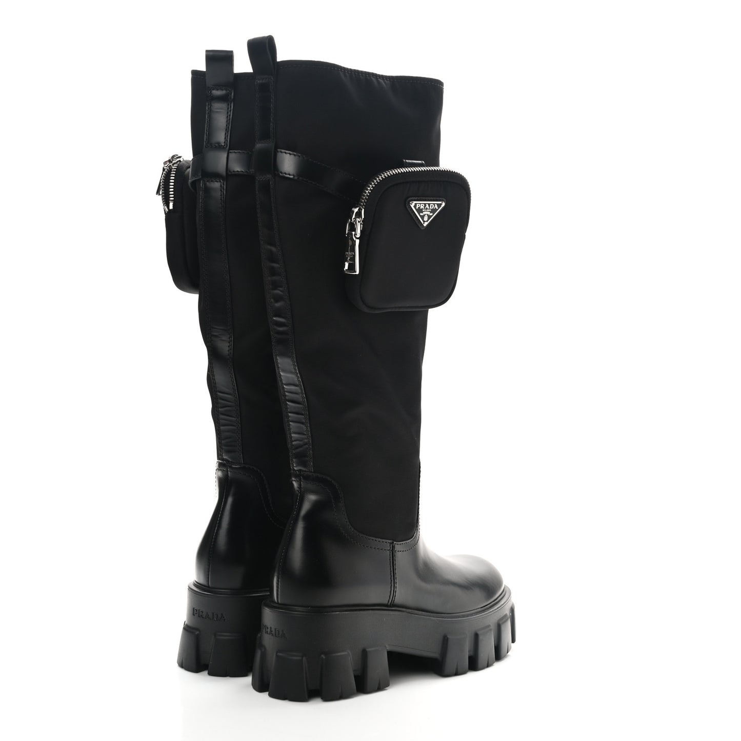 Spazzolato Rois Re-Nylon Metal Triangle Logo Monolith Pouch Pocket 55mm Tall Boots 37 Black