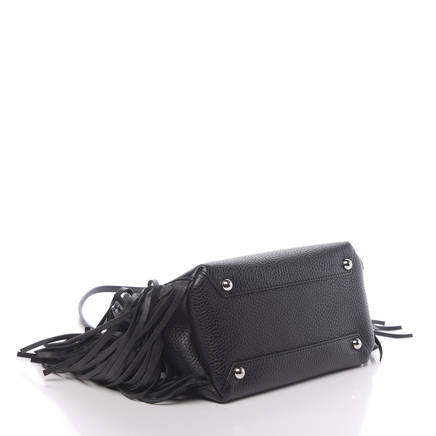 Burberry Grainy Calfskin Studded Fringe Baby Banner Tote Black 4 of 11