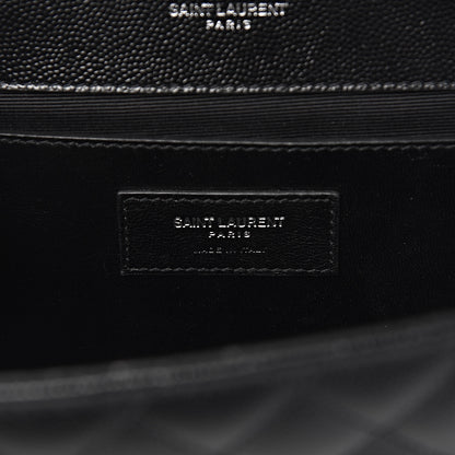 Saint Laurent Grain De Poudre Textured Mixed Matelasse Triquilt Medium Monogram Satchel Black 7 of 11