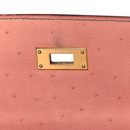 Hermes Ostrich Horseshoe Kelly Sellier 28 Terre Cuite Gris Agate 26 of 39