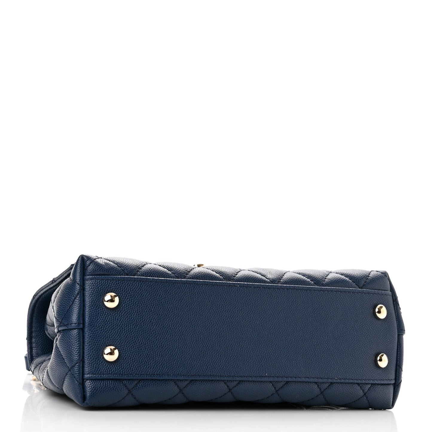 Caviar Quilted Lizard Embossed Mini Coco Handle Flap Dark Blue