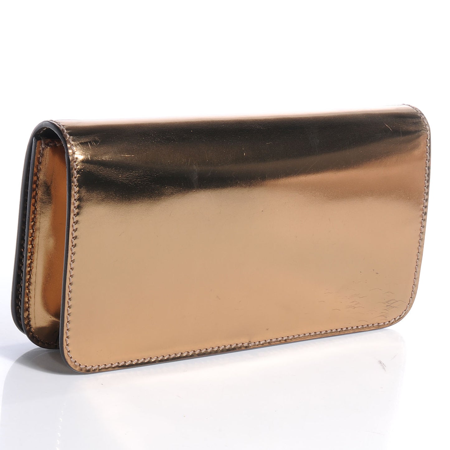 Leather Clutch Metallic Gold