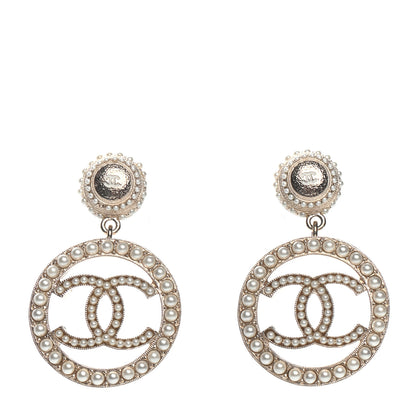 Chanel Pearl CC Drop Earrings Light Gold 1 of 4