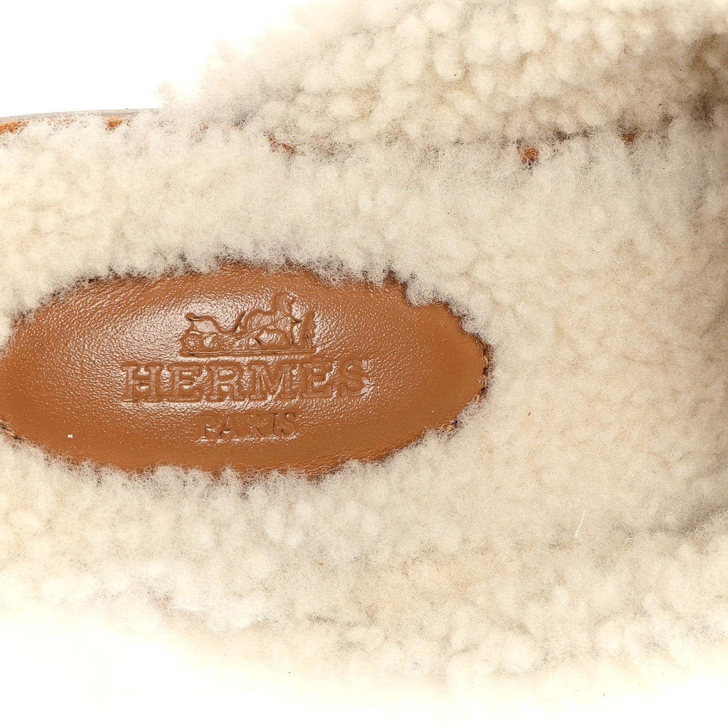 Hermes Suede Goatskin Shearling Womens Oz Mules 37.5 Natural Ecru 8 of 9